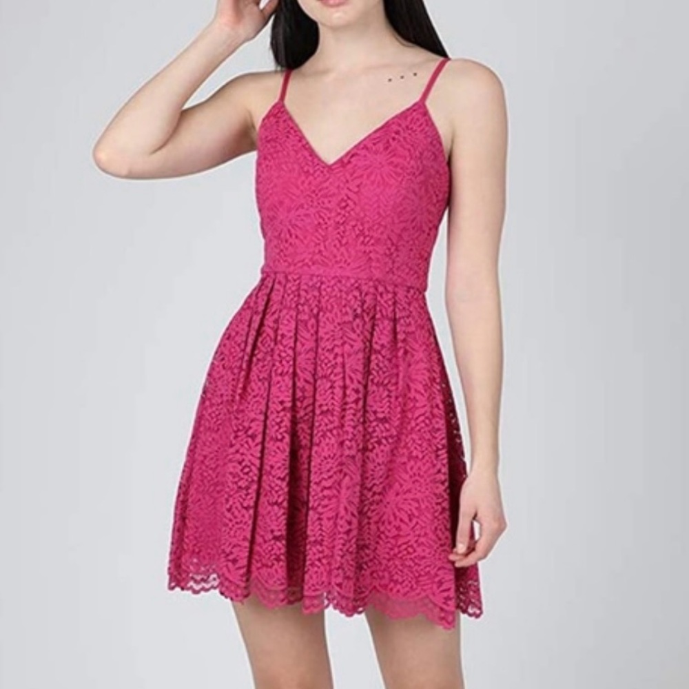 Jump Fuchsia Lace Dress with Spaghetti Straps